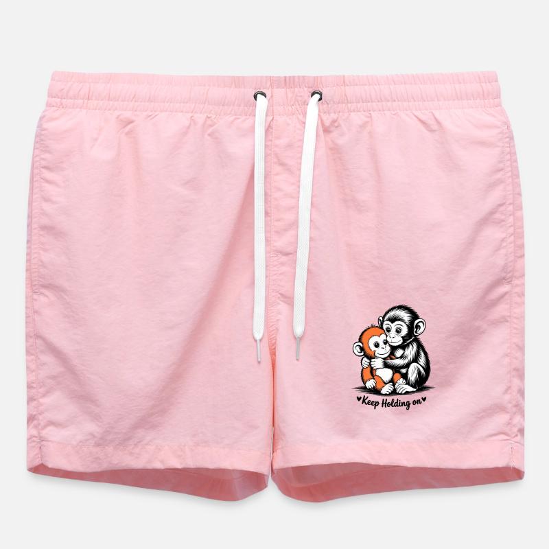 Hugging Monkey Duo - Swim Trunks - pink