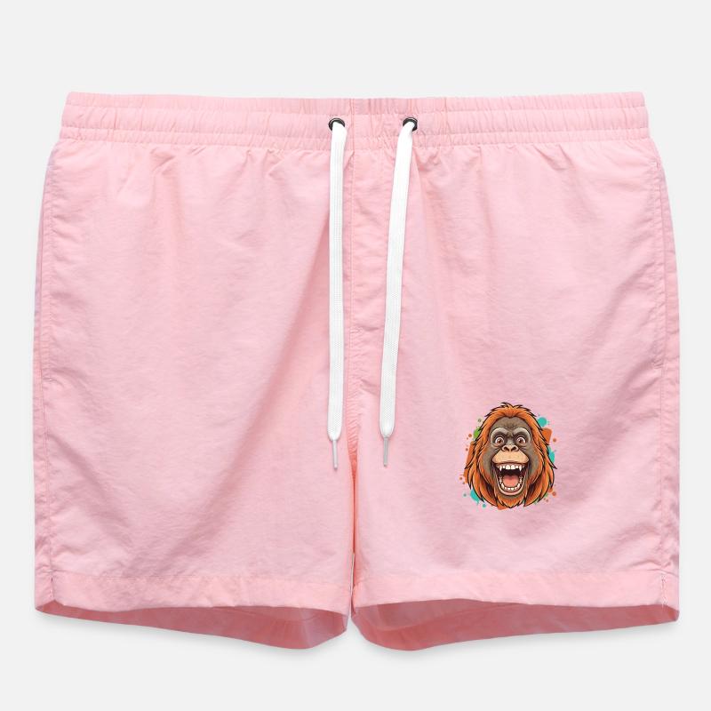 Laughing Orangutan Comic - Swim Trunks - pink