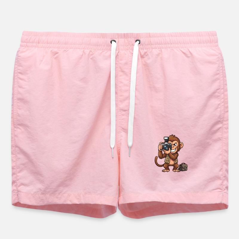 Adventure Monkey with Camera - Swim Trunks - pink