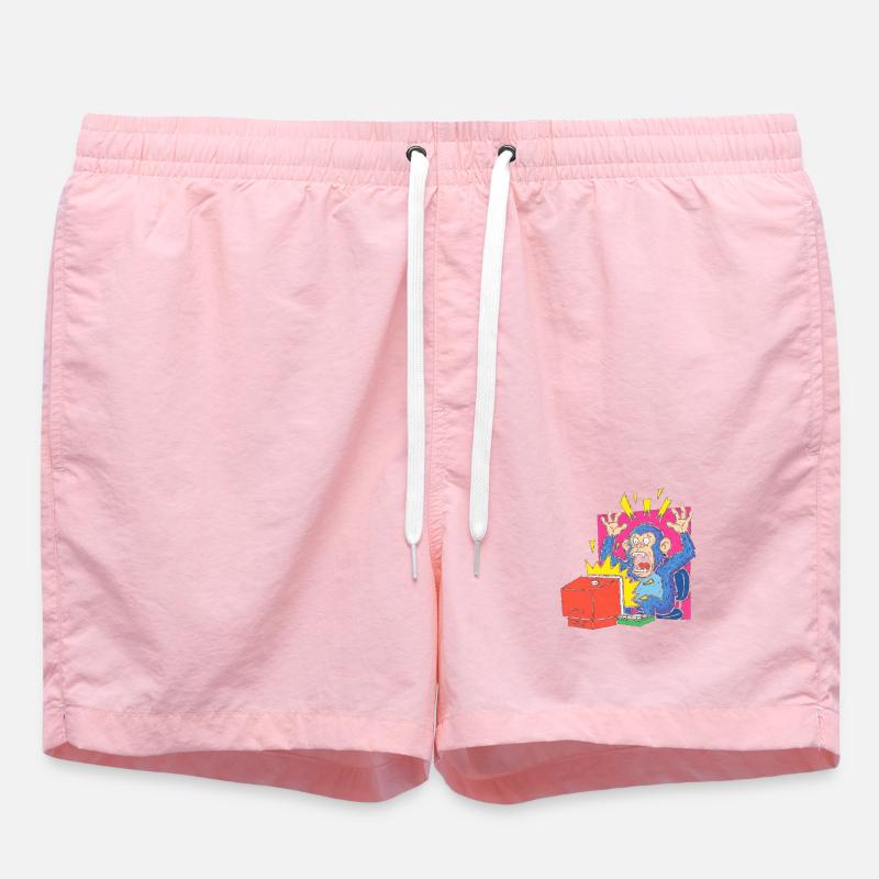 Affen-Alarm am Computer - Badeshorts - Pink