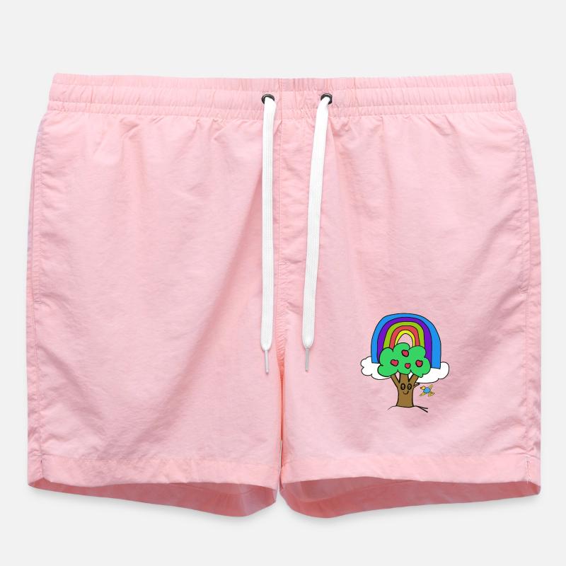 Regenbogen Apfelbaum Vogel Kinder - Badeshorts - Pink
