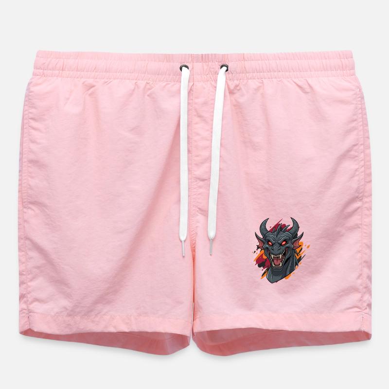 Dragon head with fire accents - Swim Trunks - pink