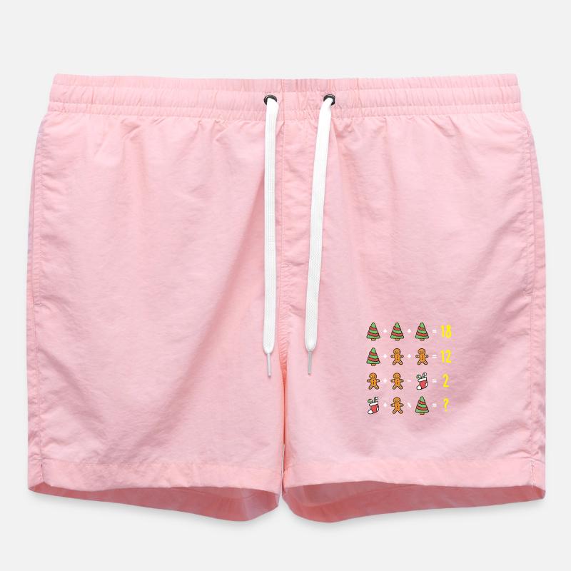 Christmas Puzzle Math Christmas Funny Saying - Swim Trunks - pink