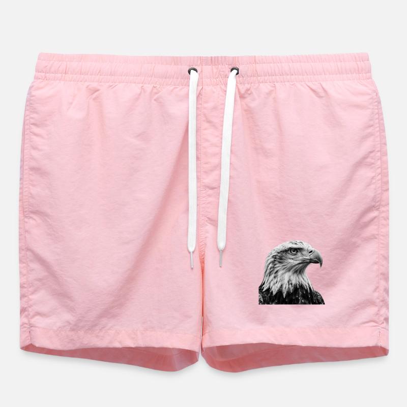 Illustration de tête d’aigle en noir et blanc - Short de bain - rose