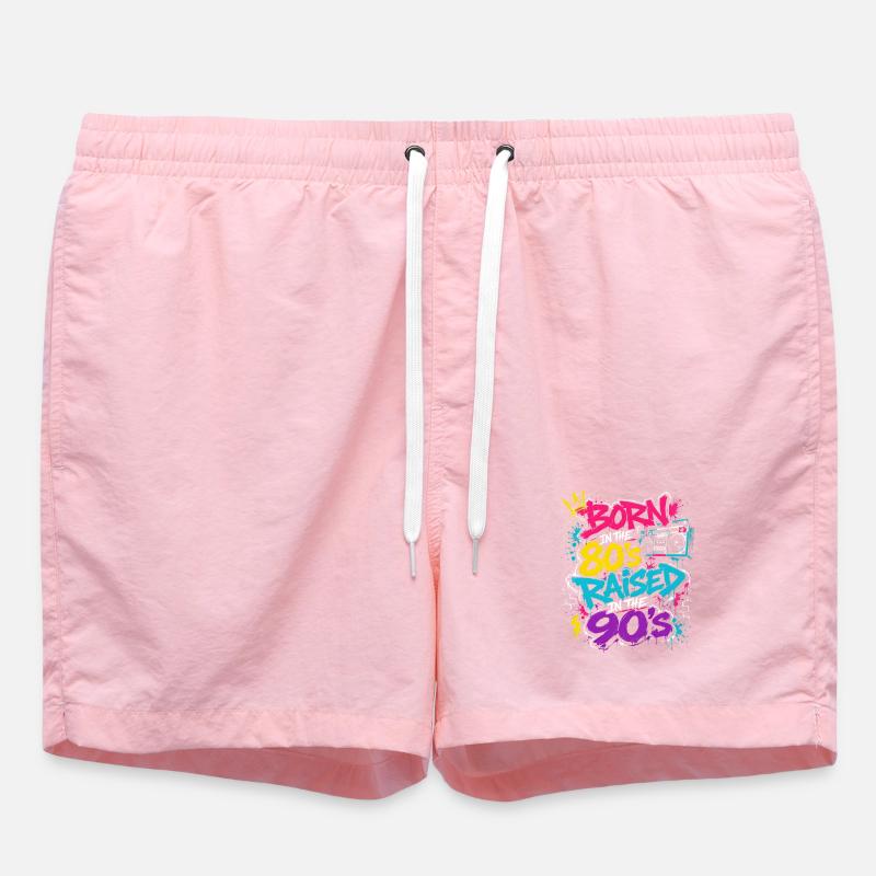80s Boombox Neon Graffiti - Swim Trunks - pink