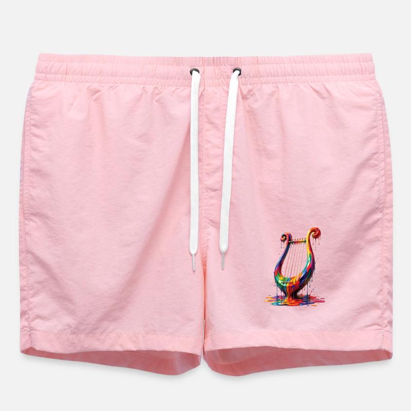 Lyre with dripping paint - Swim Trunks - pink