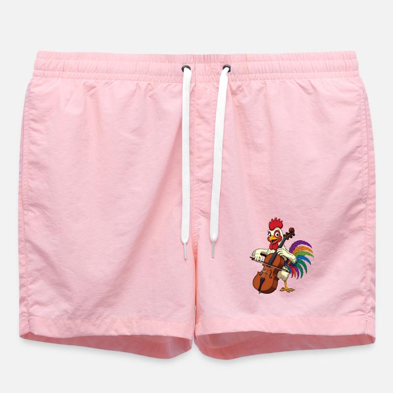 Rooster with cello - Swim Trunks - pink
