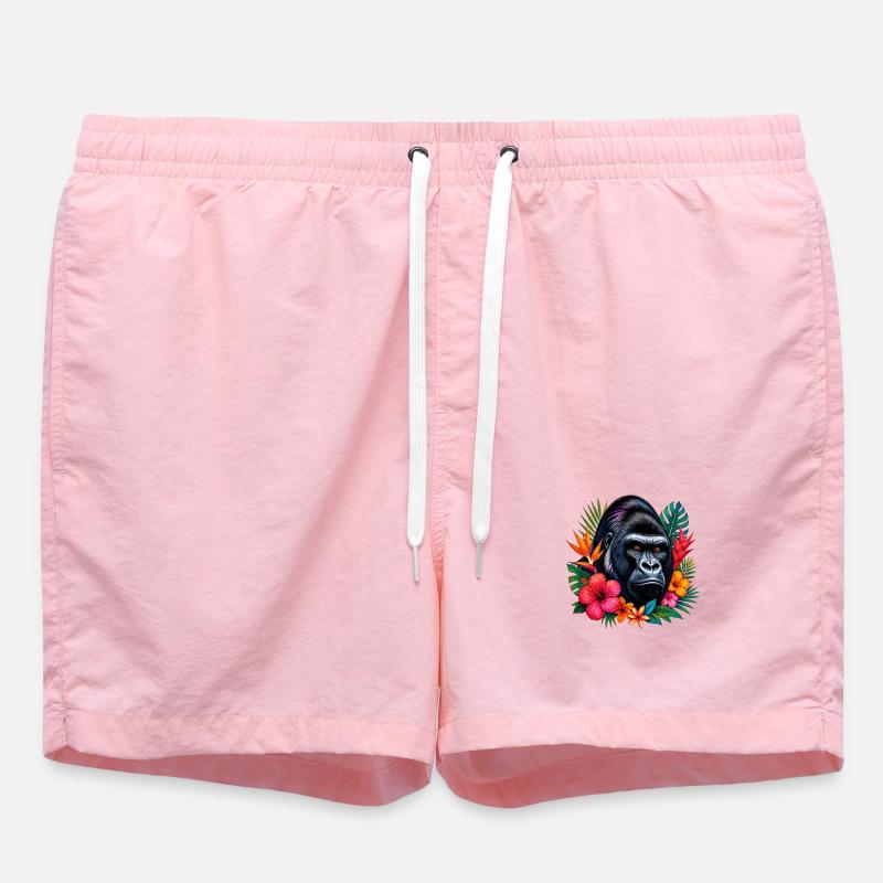 Gorille aux fleurs - Short de bain - rose