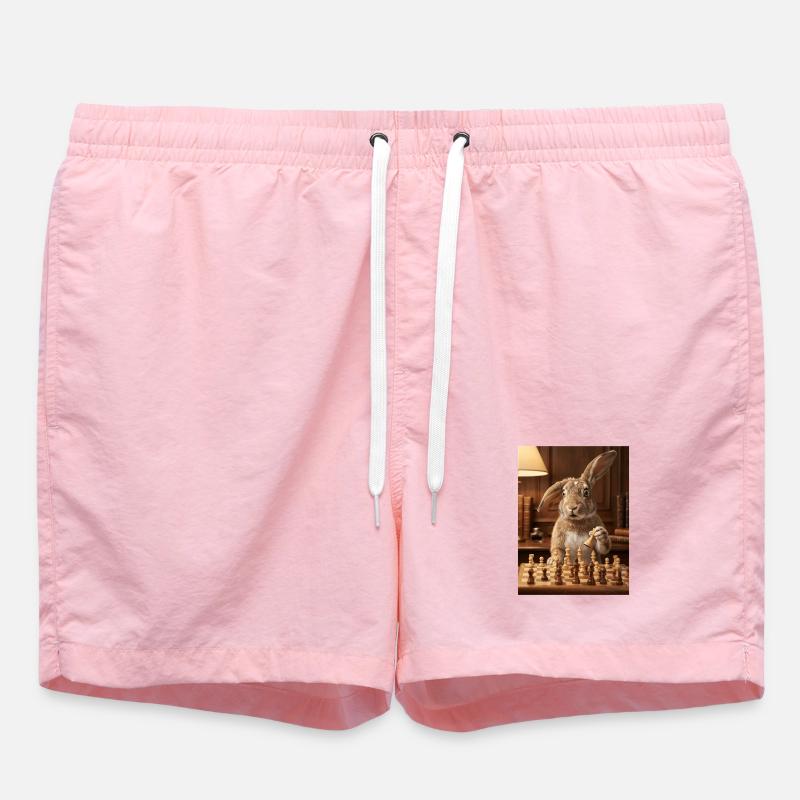 Rabbit playing chess - Swim Trunks - pink