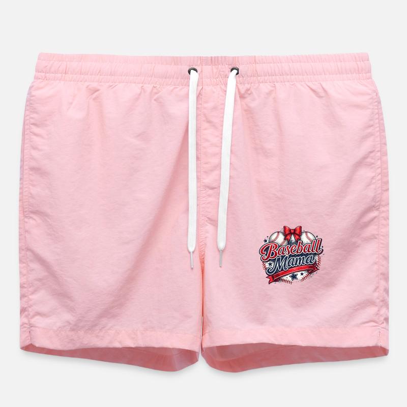 Baseball Mom: Retro Mama Baseball Gift - Swim Trunks - pink