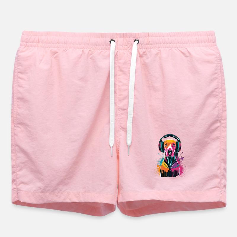 Viszla mit Kopfhörer - Badeshorts - Pink
