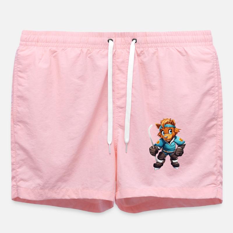 variation 24357Pferd als Eishockeyspieler - Badeshorts - Pink