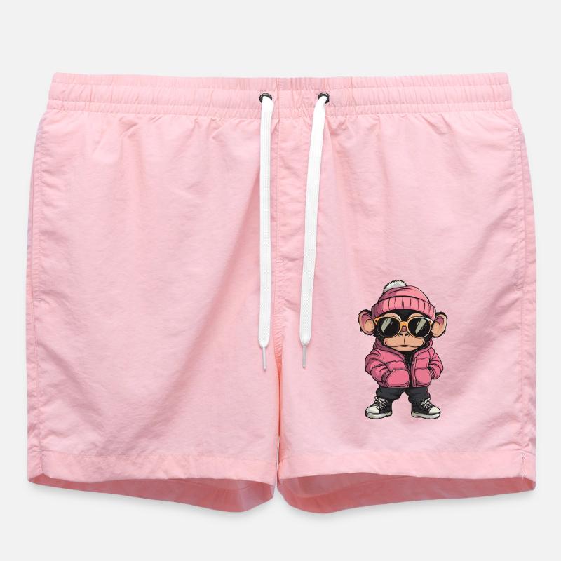 Monkey Cool Comic - Swim Trunks - pink