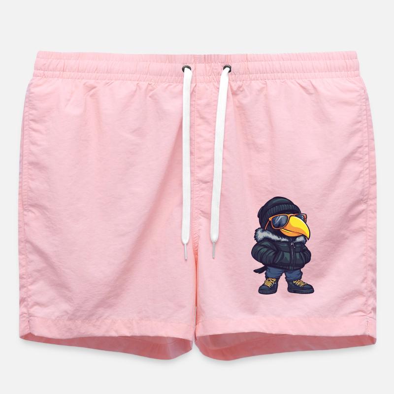 Toucan Bird Cool Comic - Swim Trunks - pink