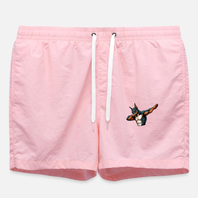 Cooler Dobermann Dabbing Comic - Badeshorts - Pink