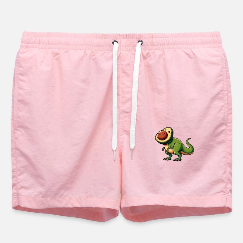 Dino T-Rex Avocado Mythical Creature - Swim Trunks - pink