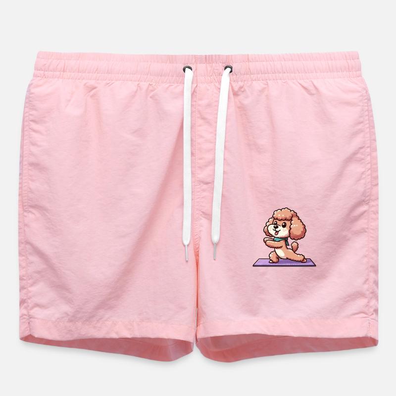 Poodle Yoga Exercises Meditation Training - Swim Trunks - pink