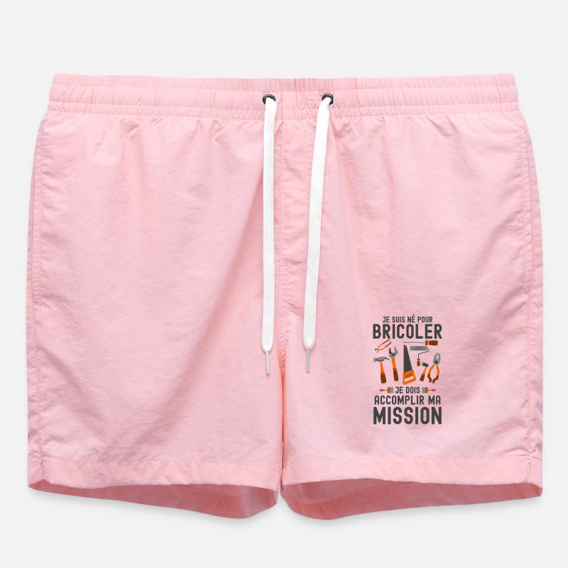 Né pour Bricoler: Ma Mission - Short de bain - rose
