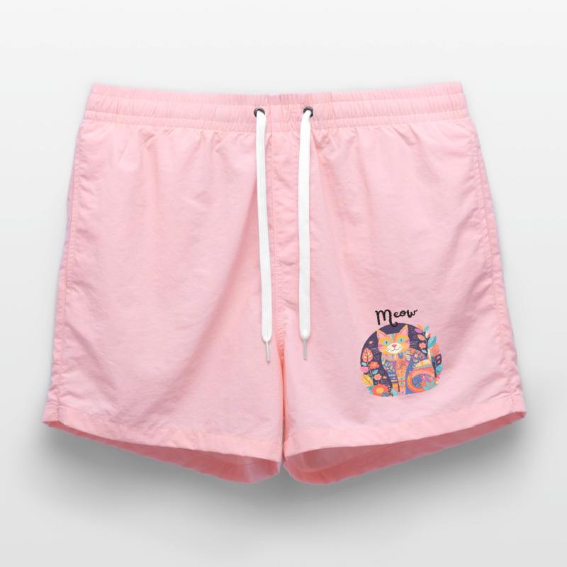 Chat coloré florilège patchwork Short de bain