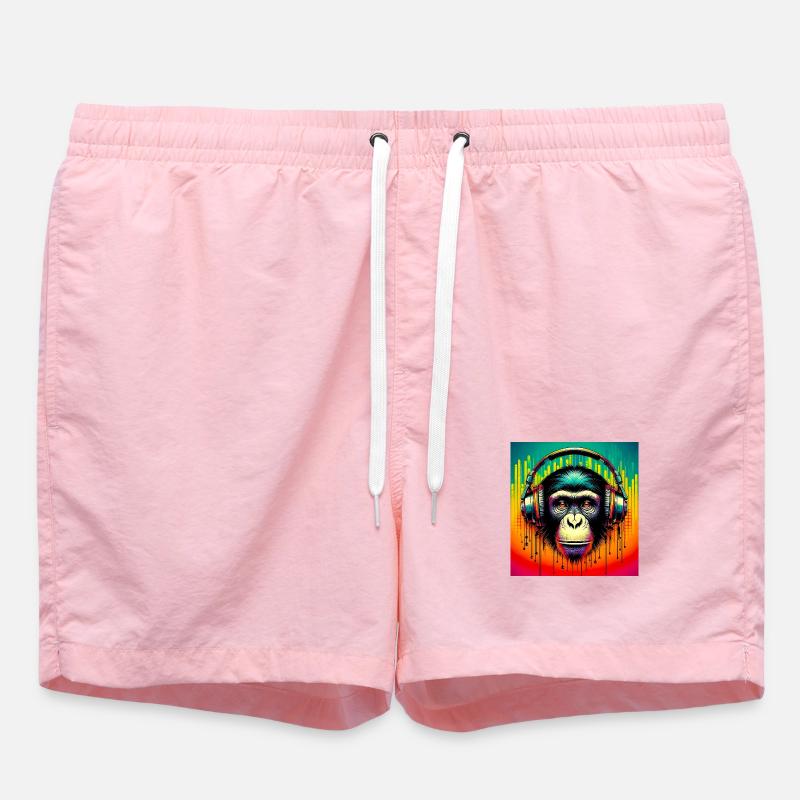 Chimpanzee Monkey - Swim Trunks - pink