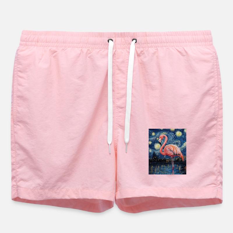 Flamingo Van Gogh Style Nuit étoilée - Short de bain - rose
