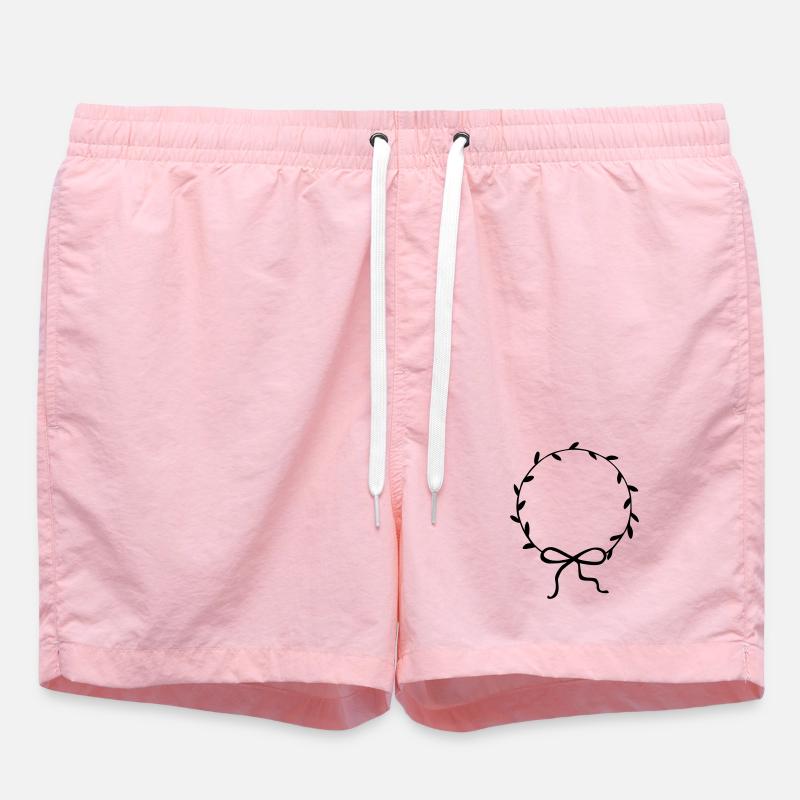 Couronne de feuilles avec arc dessiné à la main - Short de bain - rose