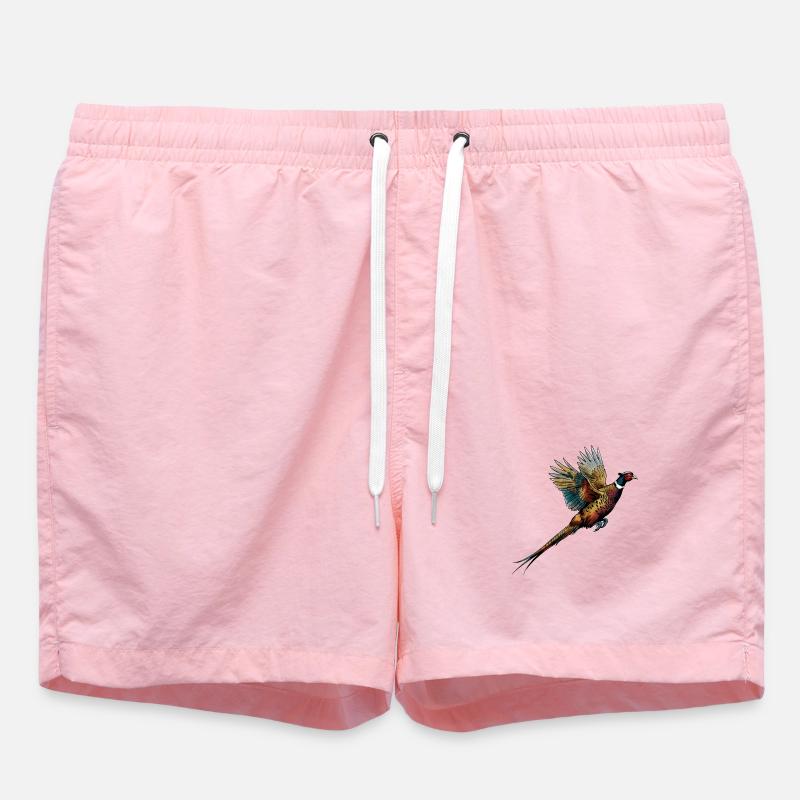 Coloured pheasant in flight - Swim Trunks - pink