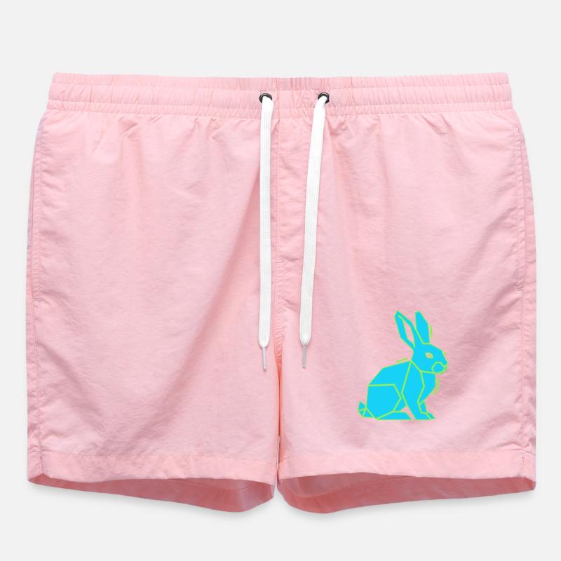 Geometric Bunny Low Poly Modern - Swim Trunks - pink