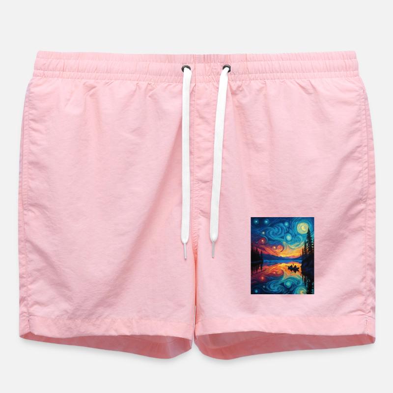 Kayak Van Gogh Starry Night - Swim Trunks - pink