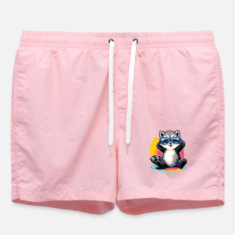 Relaxter Waschbär mit Sonnenbrille   - Badeshorts - Pink