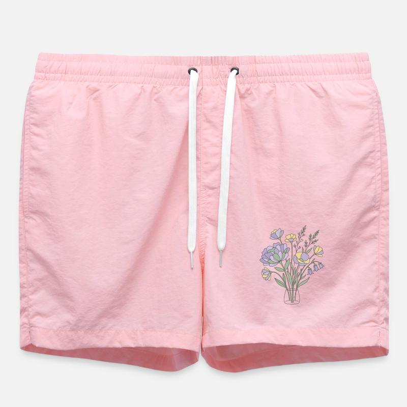 Fleurs Blumen pastel Botanik - Short de bain - rose