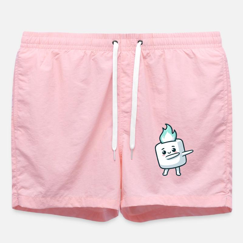 Cute Marshmallow Dabbing Sugar Comic - Swim Trunks - pink