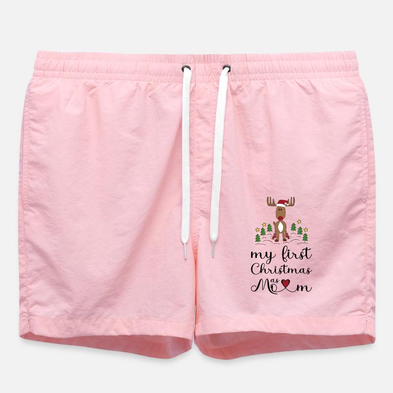 My First Christmas as Mom - Swim Trunks - pink
