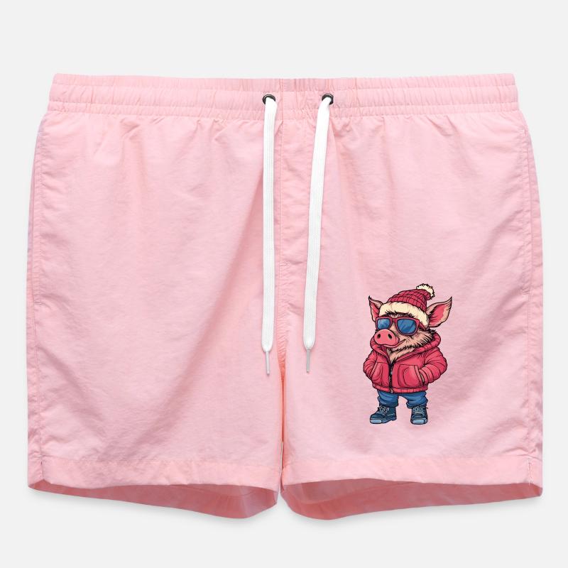 Pig Cool Comic Boar - Swim Trunks - pink