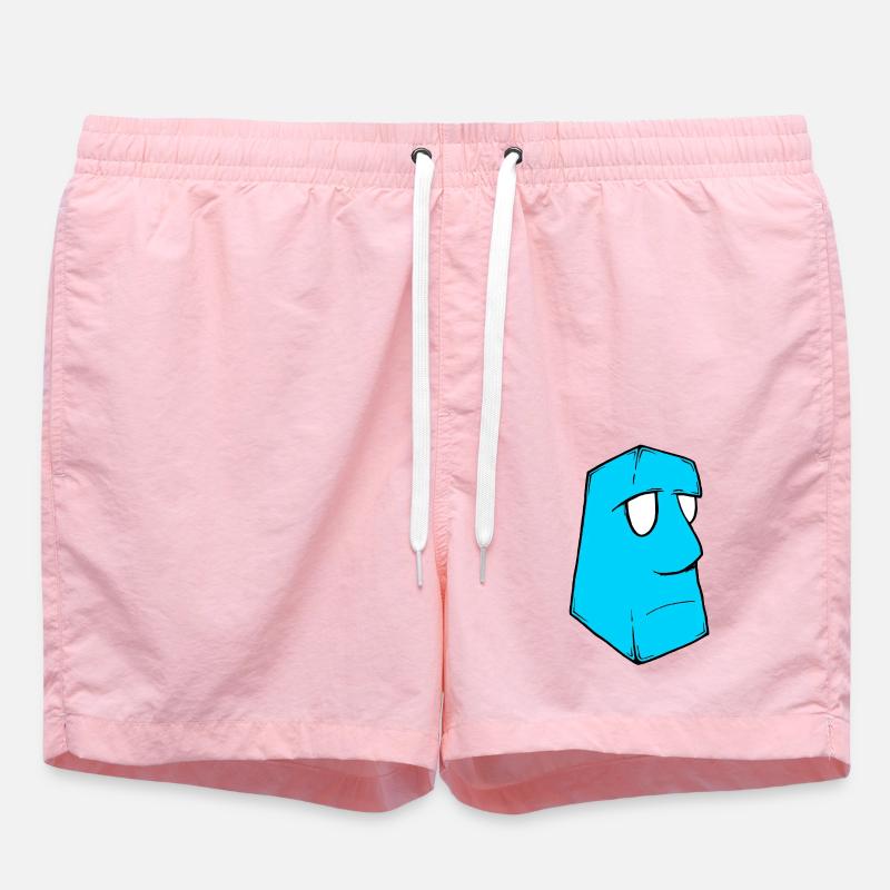 Moai Structure Blue - Swim Trunks - pink
