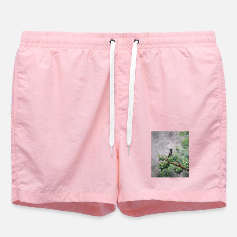 Colibri perché sur une branche feuillue - Short de bain - rose
