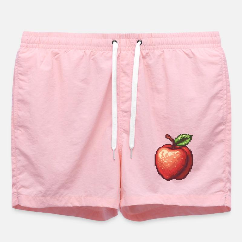Retro Pixel Apple - Swim Trunks - pink