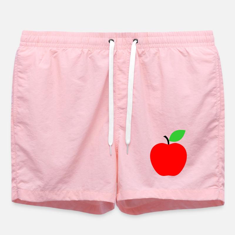 Red Apple Minimalist Icon - Swim Trunks - pink