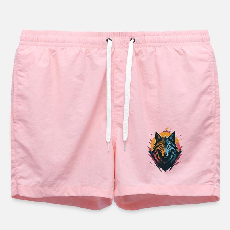 Wolf Double Sided Sun Moon - Swim Trunks - pink