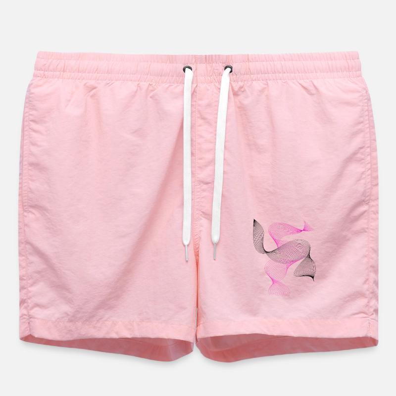 Neon Spiral Pink Abstract - Swim Trunks - pink