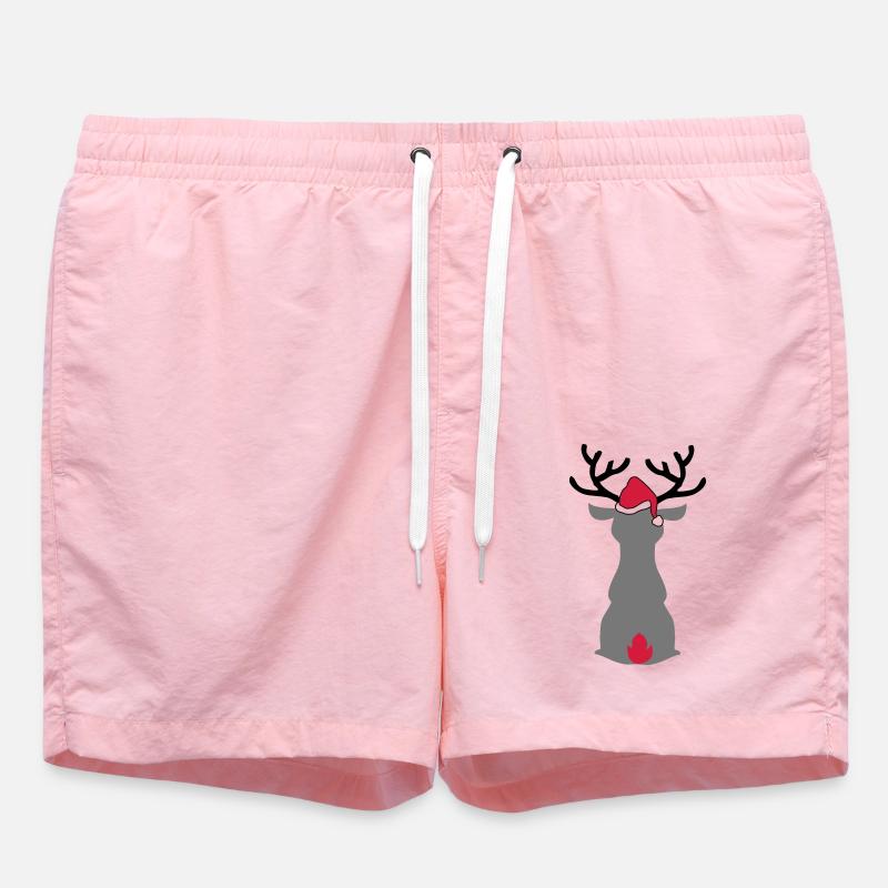 Moose with Christmas hat - Swim Trunks - pink