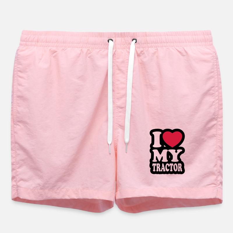 I love my tractor - Swim Trunks - pink