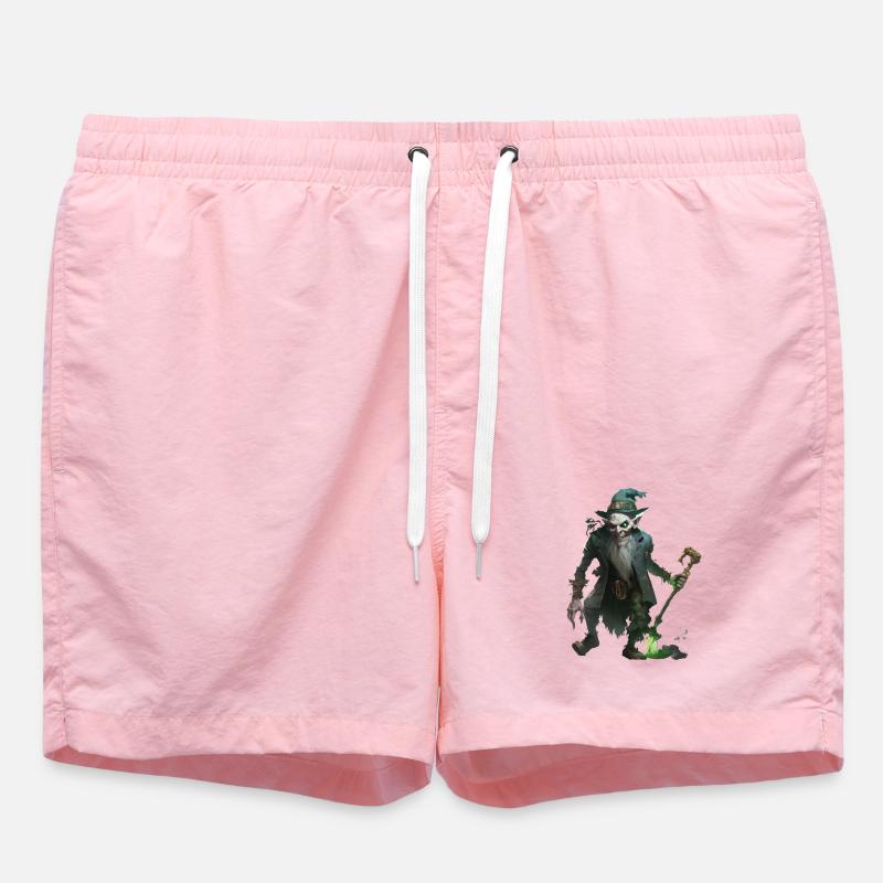 Zombie Wizard Goblin with Staff - Swim Trunks - pink