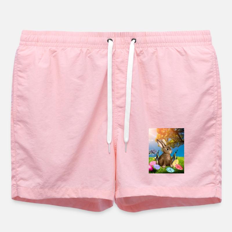 Spring Easter bunny with Easter eggs - Swim Trunks - pink