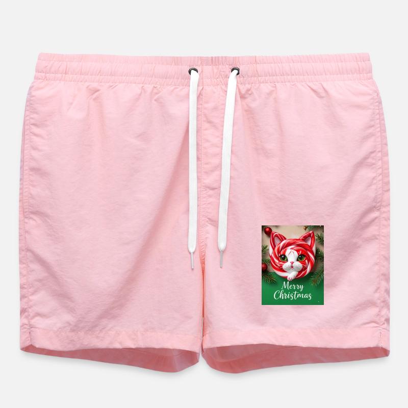 Chat de Noël Candy Cane Look - Short de bain - rose