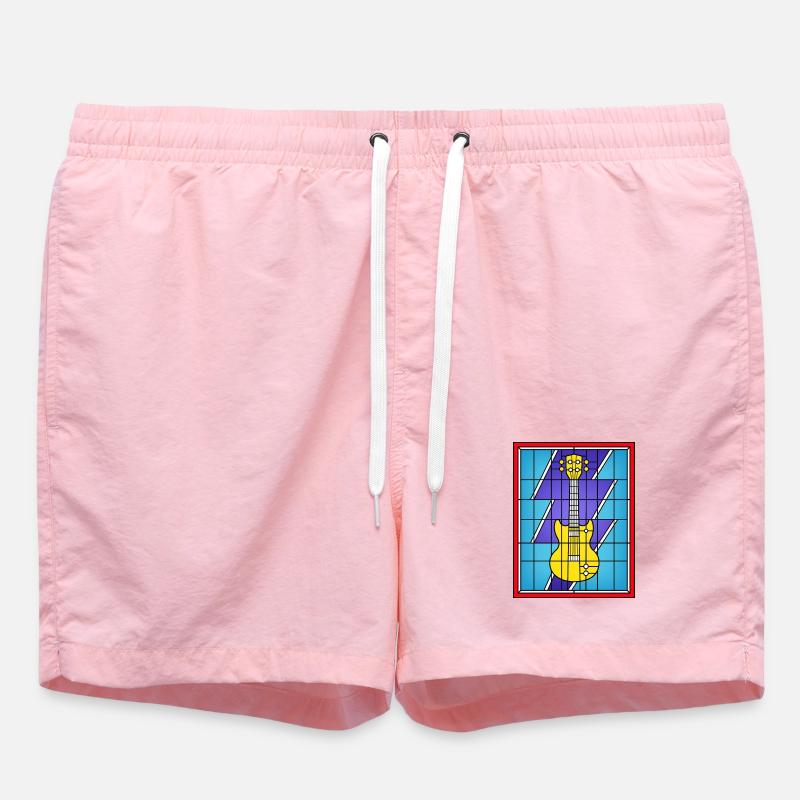 Guitare électrique jaune en vitrail - Short de bain - rose