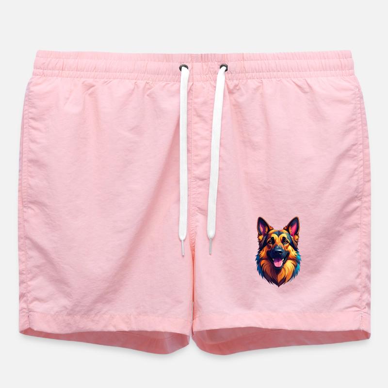 German Shepherd - Swim Trunks - pink