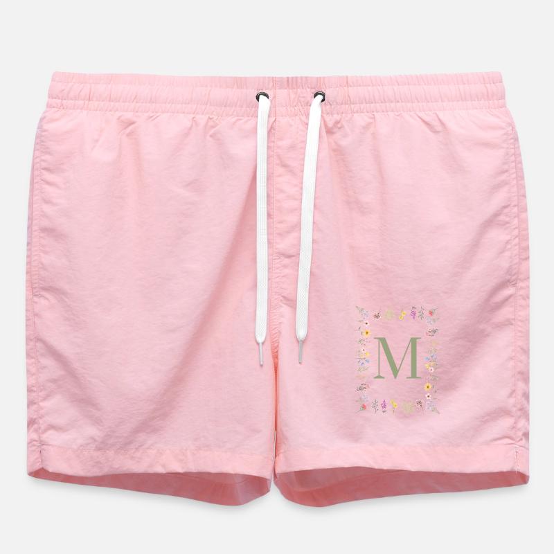 Initiale M Blumen Monogramm - Badeshorts - Pink