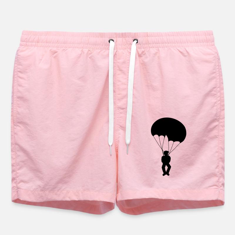 Silhouette Skydiver Design - Swim Trunks - pink