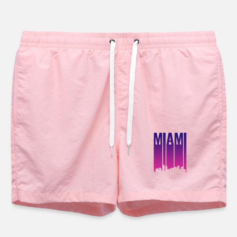 Miami Skyline Gradient Blau Pink - Badeshorts - Pink